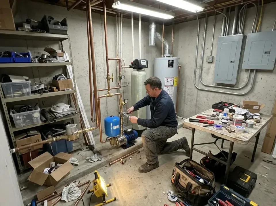 Plumber — Basement Plumber — Basement — Plumber, Pressure Booster Pump, Water Heater, Basement, Plumbing
